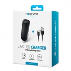 Chargeur auto 1xUSB 2A + Câble iPhone/Lightning - Forever