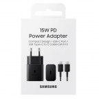 Samsung Chargeur Secteur USB-C 15W + Câble USB-C - Noir - EP-T1510XBE - Packaging Original
