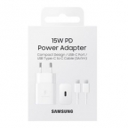 Samsung Chargeur Secteur USB-C 15W + Câble USB-C - Blanc - EP-T1510XWE - Packaging Original