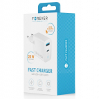 Fast wall charger adapter 1xUSB-C + 1xUSB - PD QC - 20W - Forever