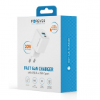 Adaptateur chargeur secteur 1xUSB-C 1xUSB - GaN PD QC TC-08 - 20W - Forever