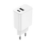 Adaptateur chargeur secteur ultra rapide 1xType C + 1xUSB - 20W - Blanc - Setty