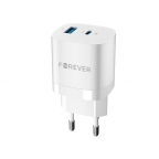 Ultra fast wall charger adapter 1xType C + 1xUSB - GaN PD 33W - Forever