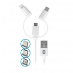 Câble de Charge et Synchro - iPhone/Android - 3 en 1 - Blanc - Forever