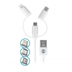 USB data cable charge and sync - iPhone/Android - 3 in 1 - White - Forever