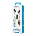 USB data cable charge and sync - iPhone/Android - 3 in 1 - Black - Forever