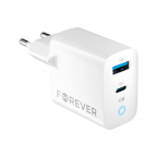 Adaptateur chargeur secteur rapide 1xUSB-C + 1xUSB - PD QC - 45W - Forever