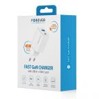 Adaptateur chargeur secteur 1xUSB-C 1xUSB - GaN PD QC TC-08 - 45W - Forever