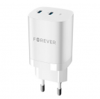 Adaptateur chargeur secteur ultra rapide 2xUSB-C GaN - 35W - Forever