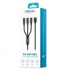USB data cable charge and sync - 3 in 1 - 1.2m 2A - Forever