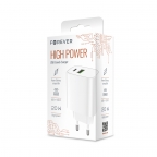 Ultra fast wall charger adapter 1xType C + 1xUSB - 20W - Forever Cuivre