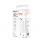 Adaptateur chargeur secteur ultra rapide 1xType C + 1xUSB - 20W - Forever Cuivre