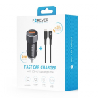 Car Charger 1xUSB 1xUSB-C + Câble USB-C Lightning - 20W - Forever