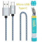 USB data cable charge and sync - Micro USB Type C - Vogue Nylon - Devia