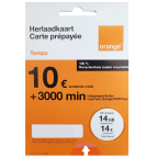 Orange Belgique - Carte Sim prépayée Tempo - nouveau numéro + 10 € de crédit d'appel