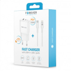 Travel Charger 1xUSB 1xUSB-C + Câble USB-C Lightning - 20W - Forever