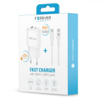 Travel Charger 1xUSB 1xUSB-C + Cable USB-C USB-C - 20w - Forever