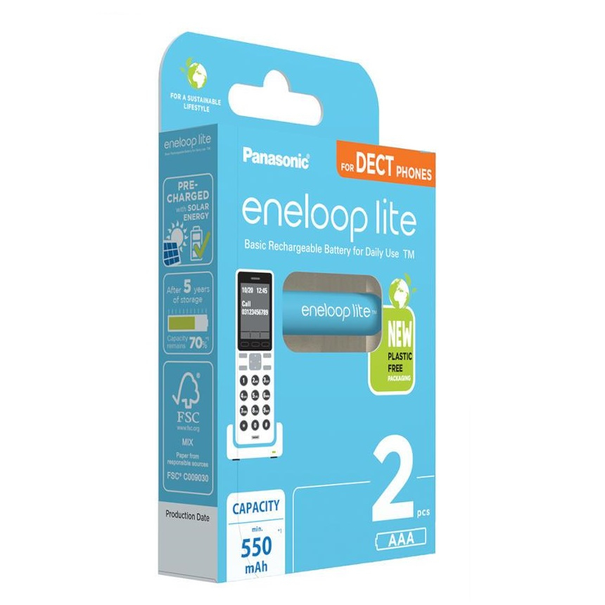 Piles rechargeables pour DECT - 2x AAA 550mah - Panasonic Eneloop Lite -  Univertel