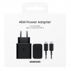 Samsung Chargeur Secteur rapide USB-C 45W + câble USB-C - Noir - EP-T4511XBE - Packaging Original