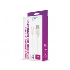 Câble de Charge et Synchro - Micro USB - 1 mètre 2A - Blanc - Setty